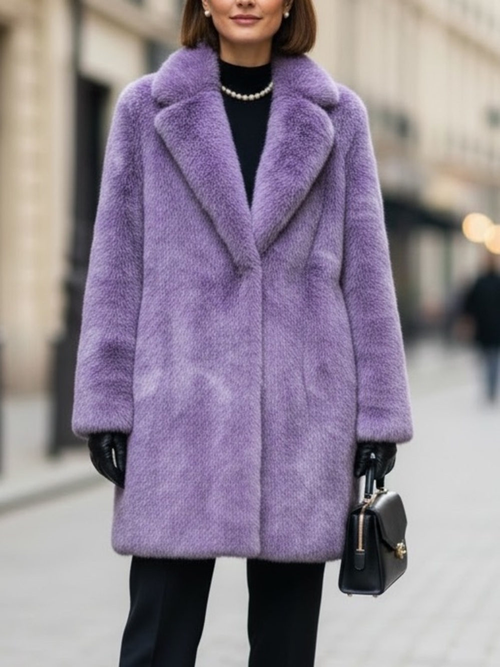 NWOT! Lavender Faux Fur Coat by Pyramid Collection, SMALL